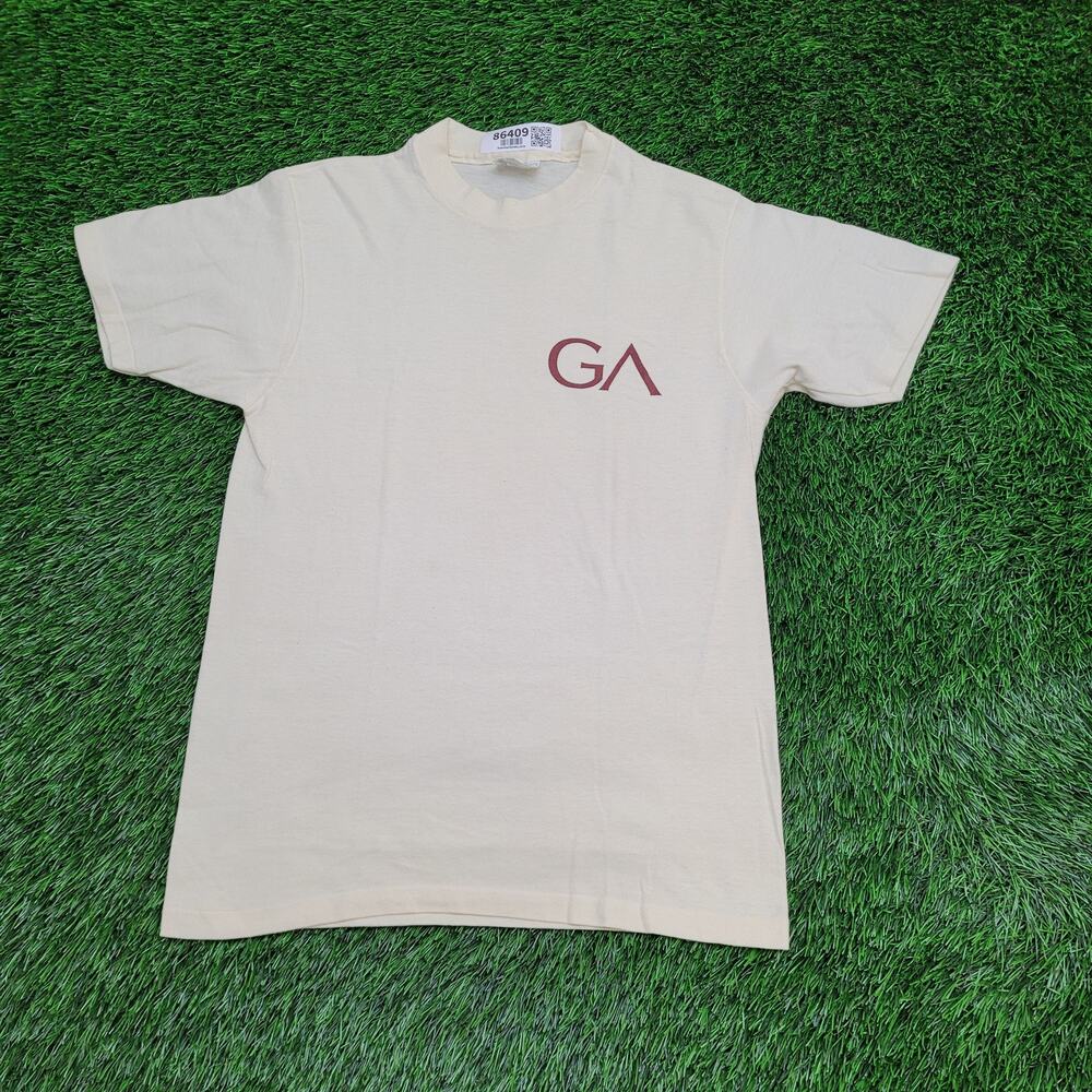 Vintage 80s Hanes Shirt Womens S/M 18x26 Ivory Logo USA